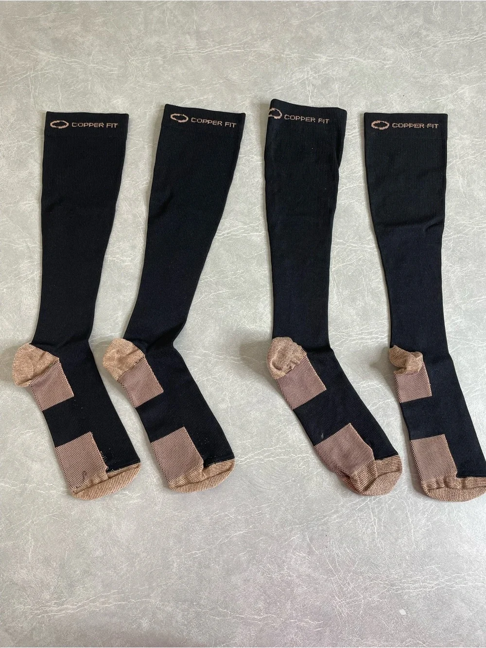 Copper Fit Unisex Black Knee High Compression Socks 2 Pair S/M